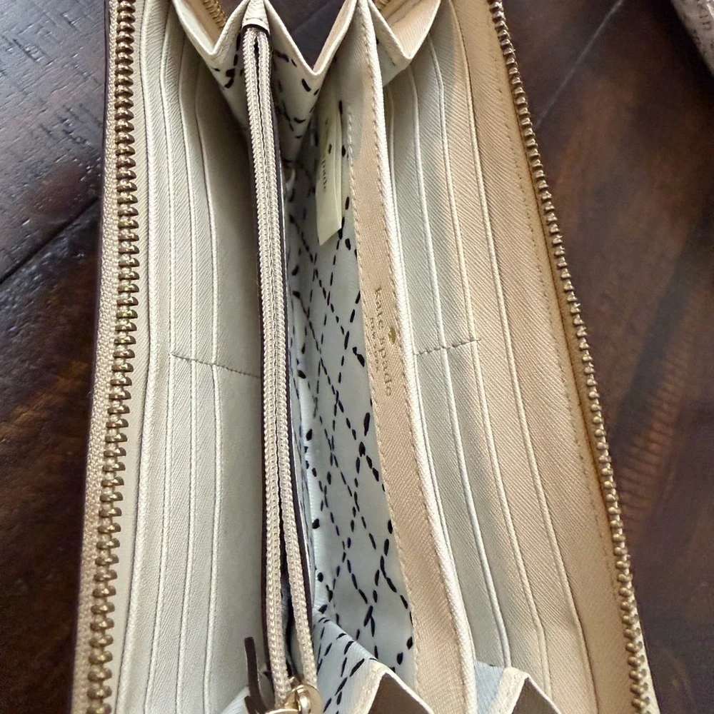 Kate Spade Beige Wallet with Gold Accent